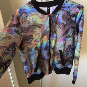 zip up, multicolor workout jacket (NEVER WORN)